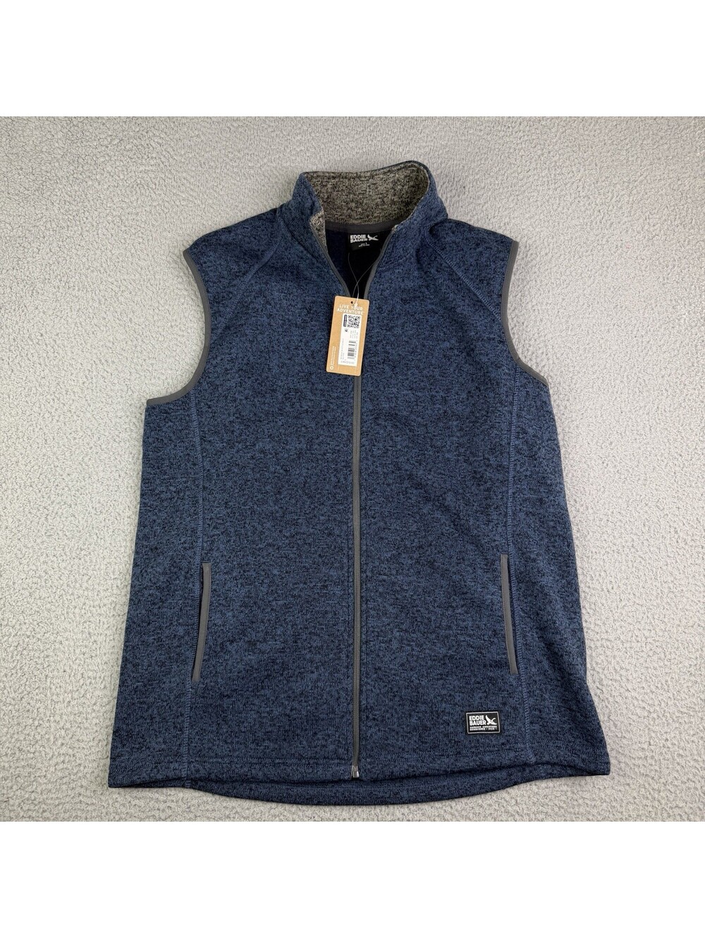 Eddie Bauer Radiator 3.0 Golf Vest Mens L Blue Fleece Lined Performance Zip Up